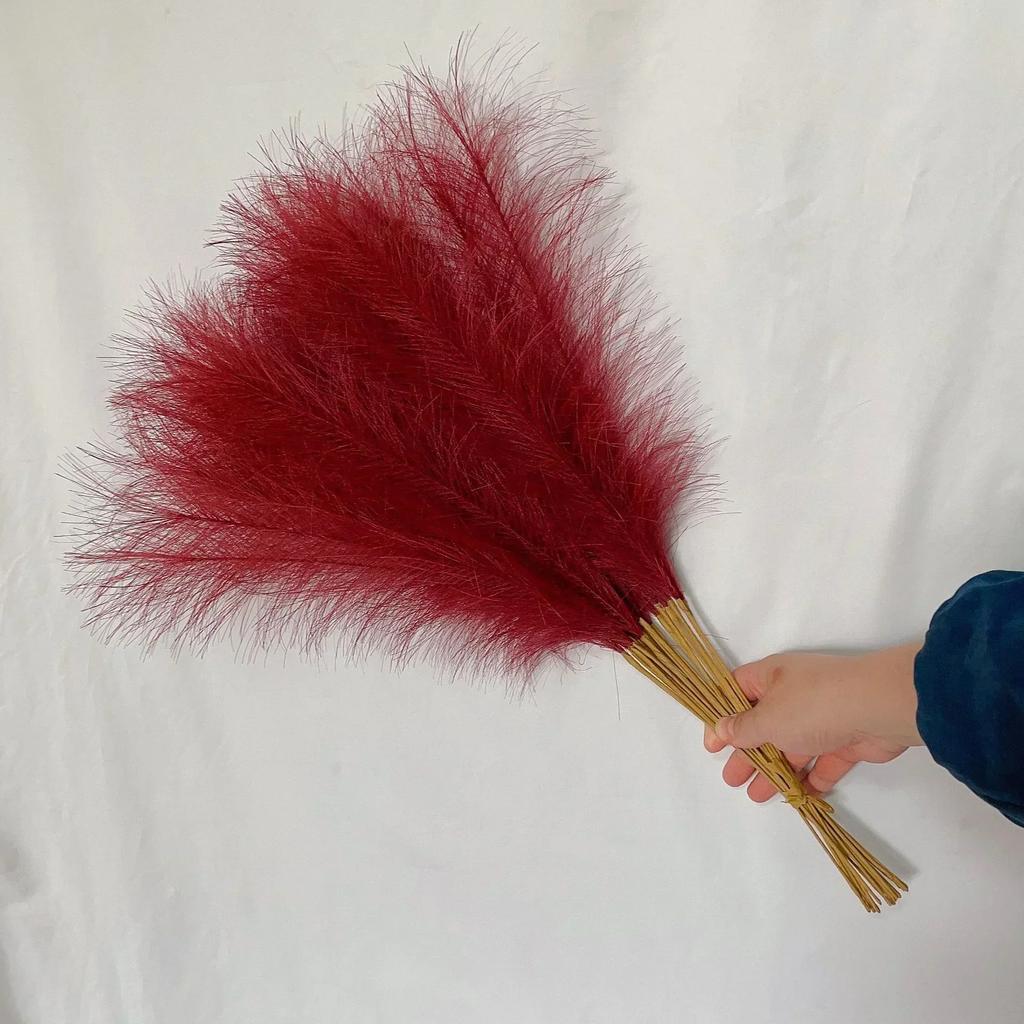 55CM 5PCS Fluffy Pampas Grass Boho Decor Flower Fake Plant Reed Simulated Wedding Party Home Decoration Artificial Flowers