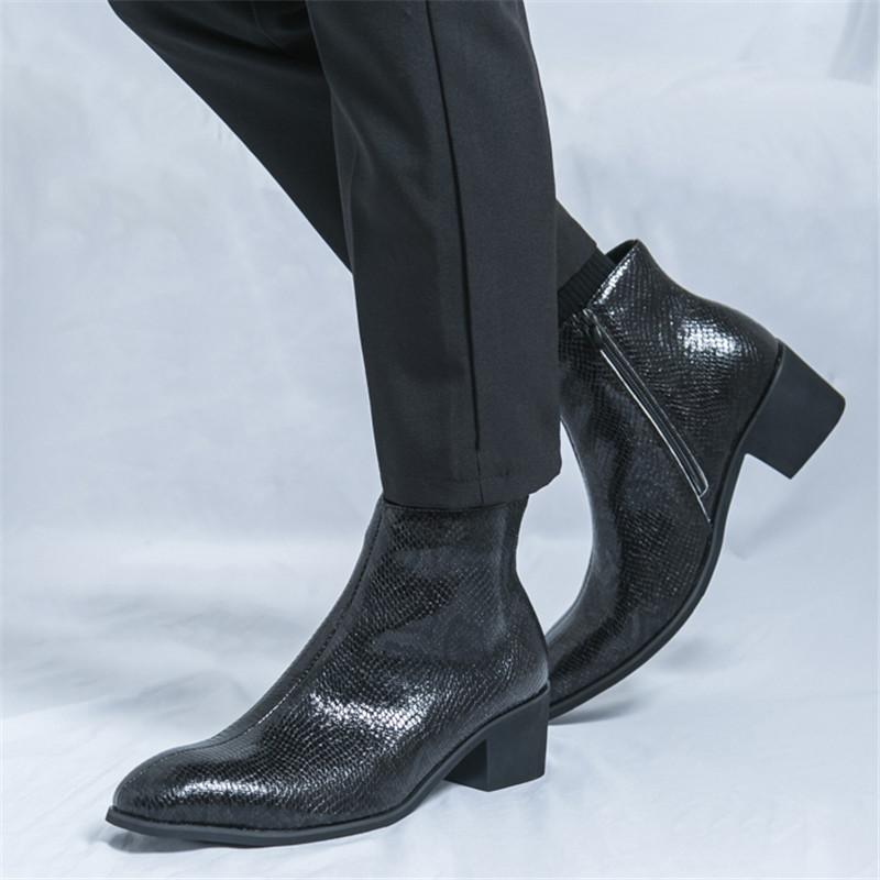 New Designer Pointed Zip Chelsea Ankle Boots For Men Luxury Brand Motorcycle Shoes Luxury Brand Winter Fashion High Tops