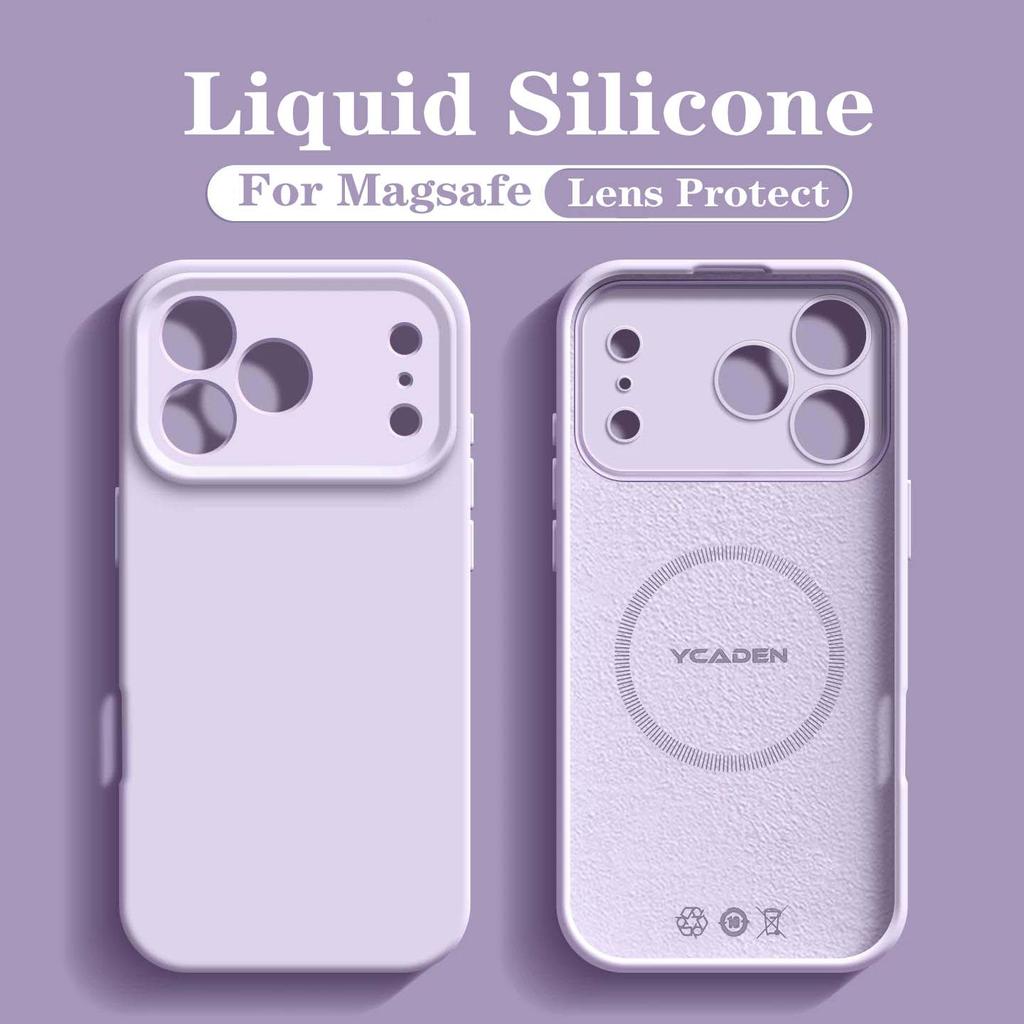Ultra Soft Liquid Silicone Magnetic Phone Case with Flocking Interior Full Lens Protection Cover Compatible for iPhone 17 16 15 Pro Max