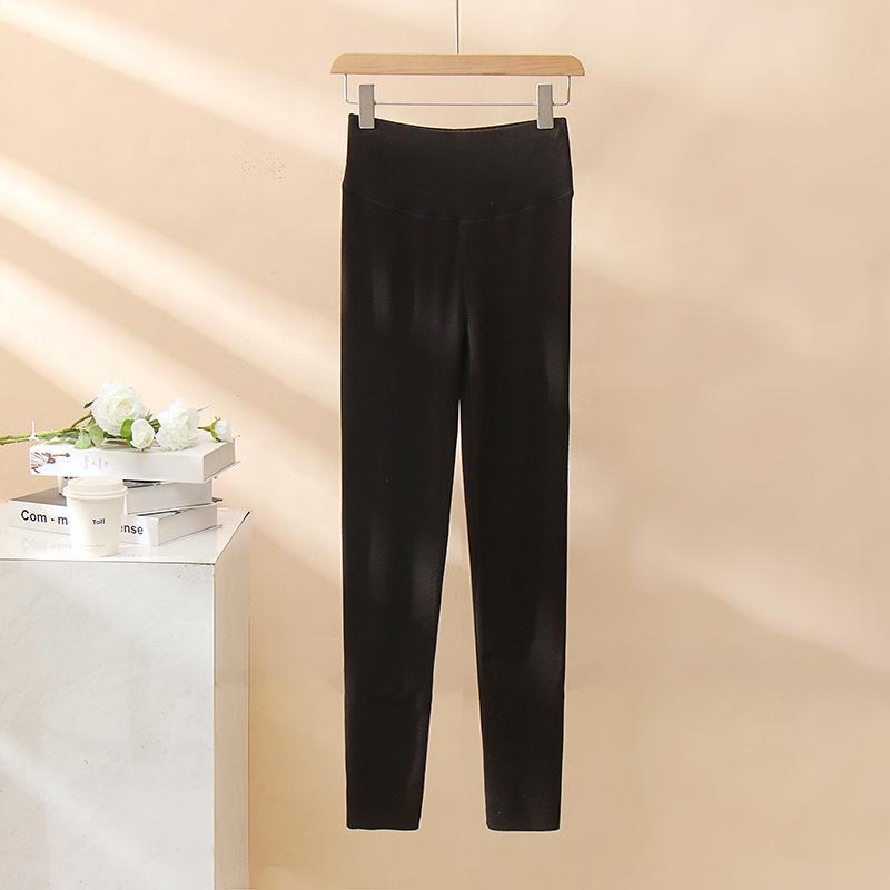 Plush High Waist Warm Velvet Leggings for Winter - Slim Fit with Thigh, Hip, and Knee Support