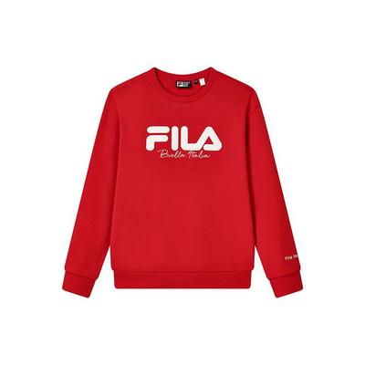 Fila Loose Fit Logo Knit Pullover Long Sleeve American Vintage Sweatshirt Unisex Sweatshirt Legendary-Red F11U249201F-RD