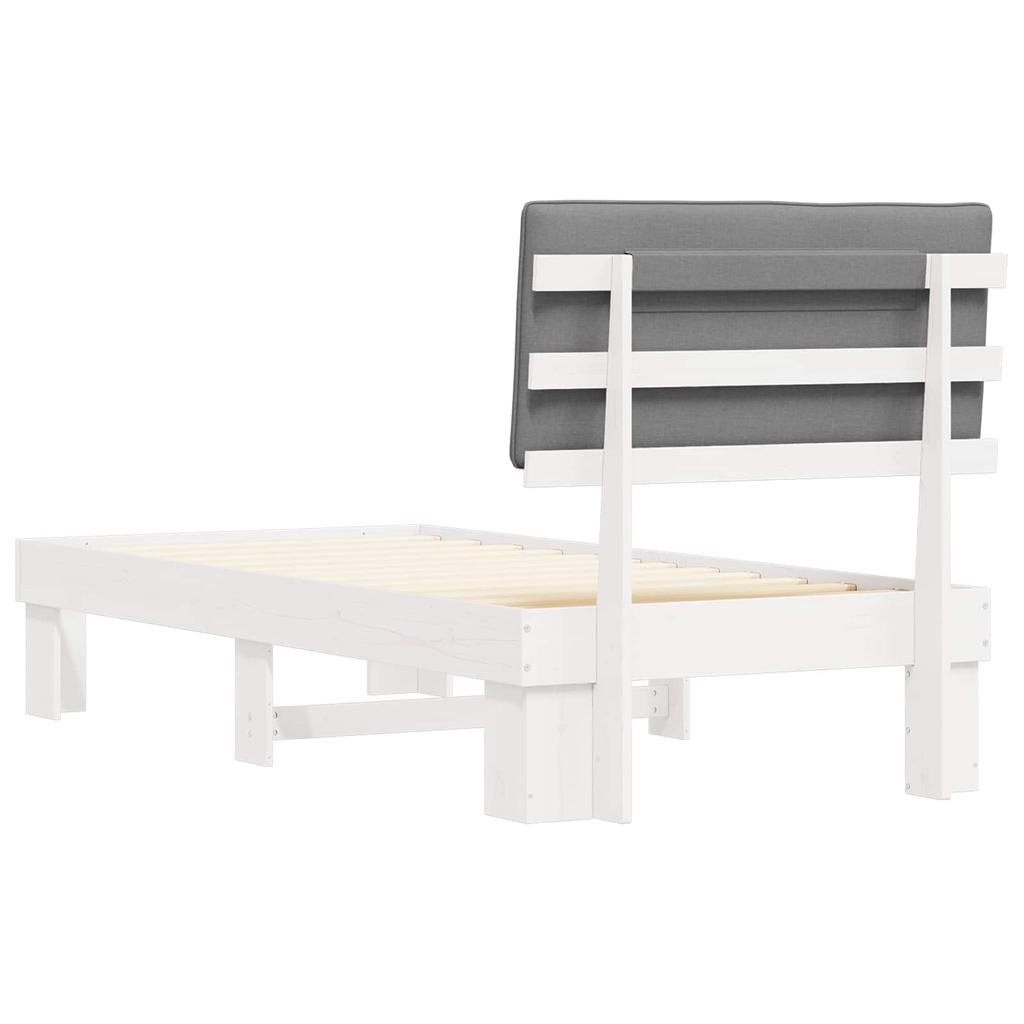 Bed Frame with Padded Headboard Light Grey 90 x 190 cm