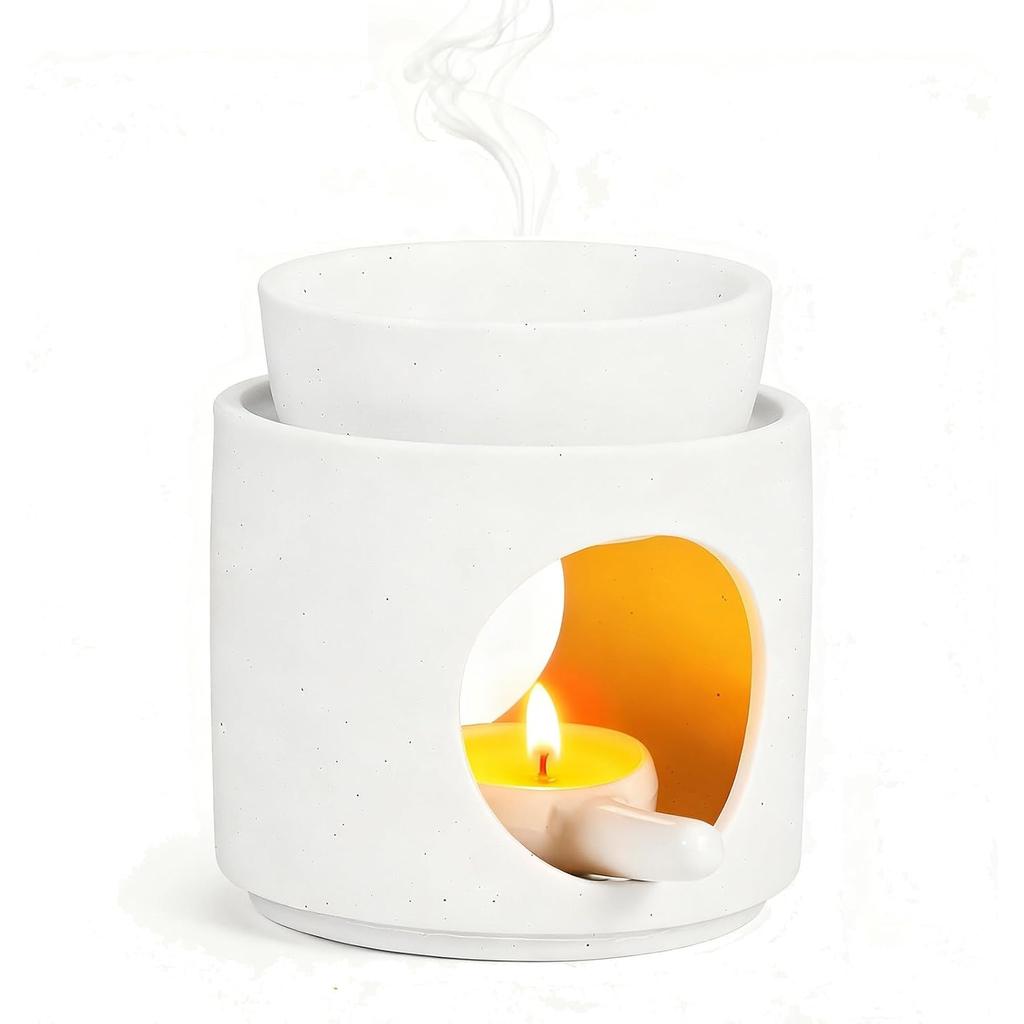 Wax Melt Burners,Ceramic Essential Oil Burner,Wax Melt Burner With Tealight Holder, Wax Burner For Essential Oils With Removable Bowl, Wax Burners