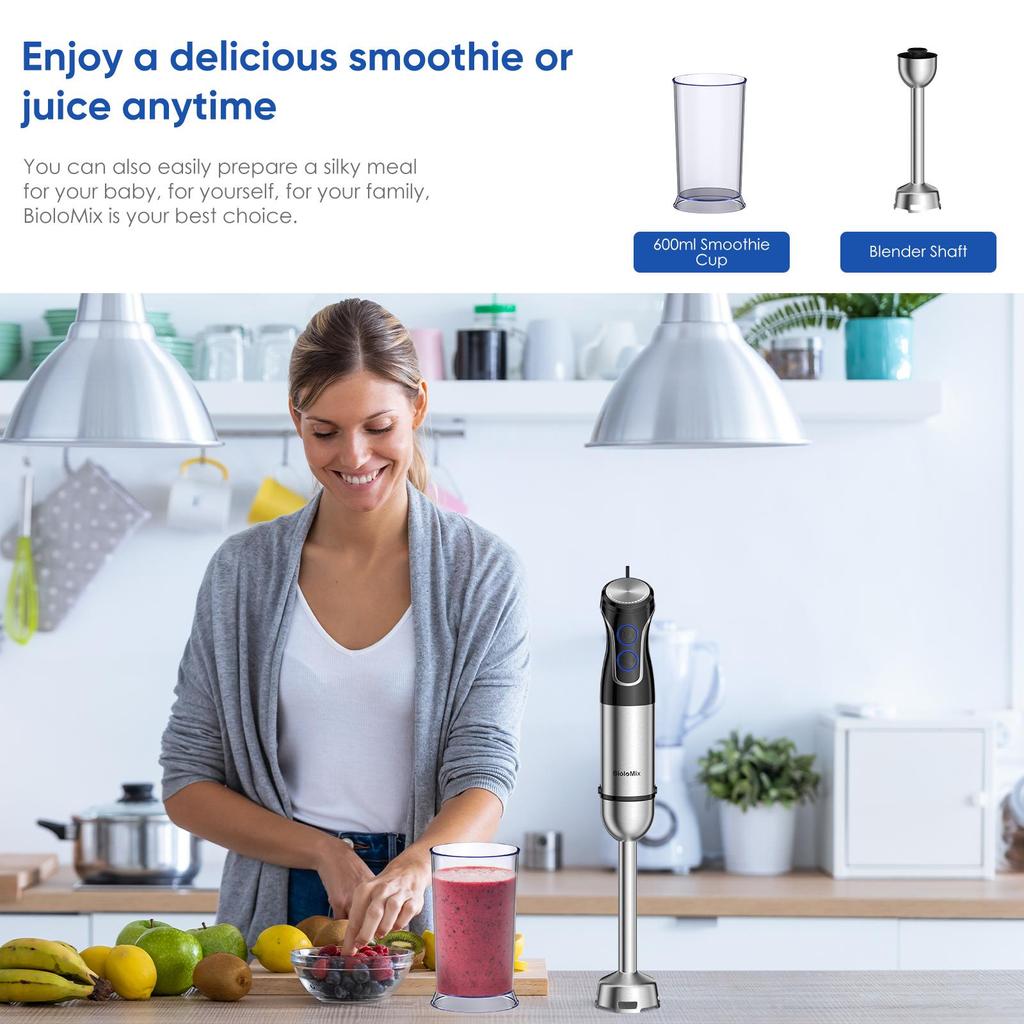 BioloMix HB‑3315 Frullatore a mano 5 in 1 Frullatore a immersione multifunzione