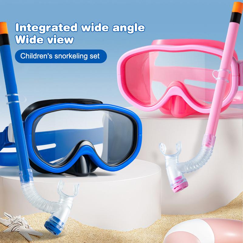 Set Maschera e Boccaglio Occhiali Anti-Appannamento Impermeabili Occhialini da Snorkeling Professionali Protezione UV Bambini Occhiali da Surf Spiaggia
