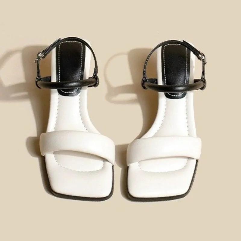 Fashion One Word Sandals for Women's Summer 2024 New Thick Heels, Open Toe High Heels, Non Slip Women's Shoes, Mom's Shoes