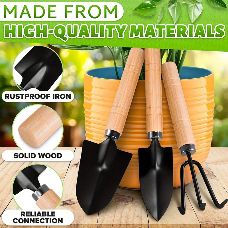 Garden Tool Set  Metal Mini Spade Rake Small Potting Planting Hand Tools for Flowers Herbs
