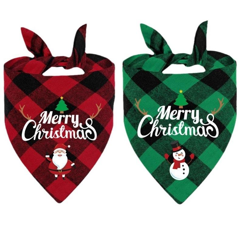 Christmas Wrapped Pet Small Medium and Large Dogs Cats Teddy Triangle Towel Mouth Scarf