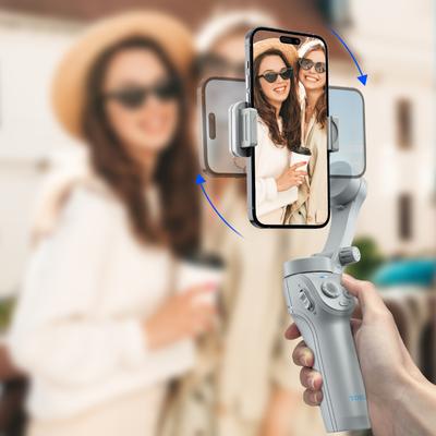 New M01   3-axis Smart Gimbal Handheld Stabilizer Selfie Tripod with Fill Light for Smartphones, Foldable, Smart Face Tracking, Live Frame Stabilizer