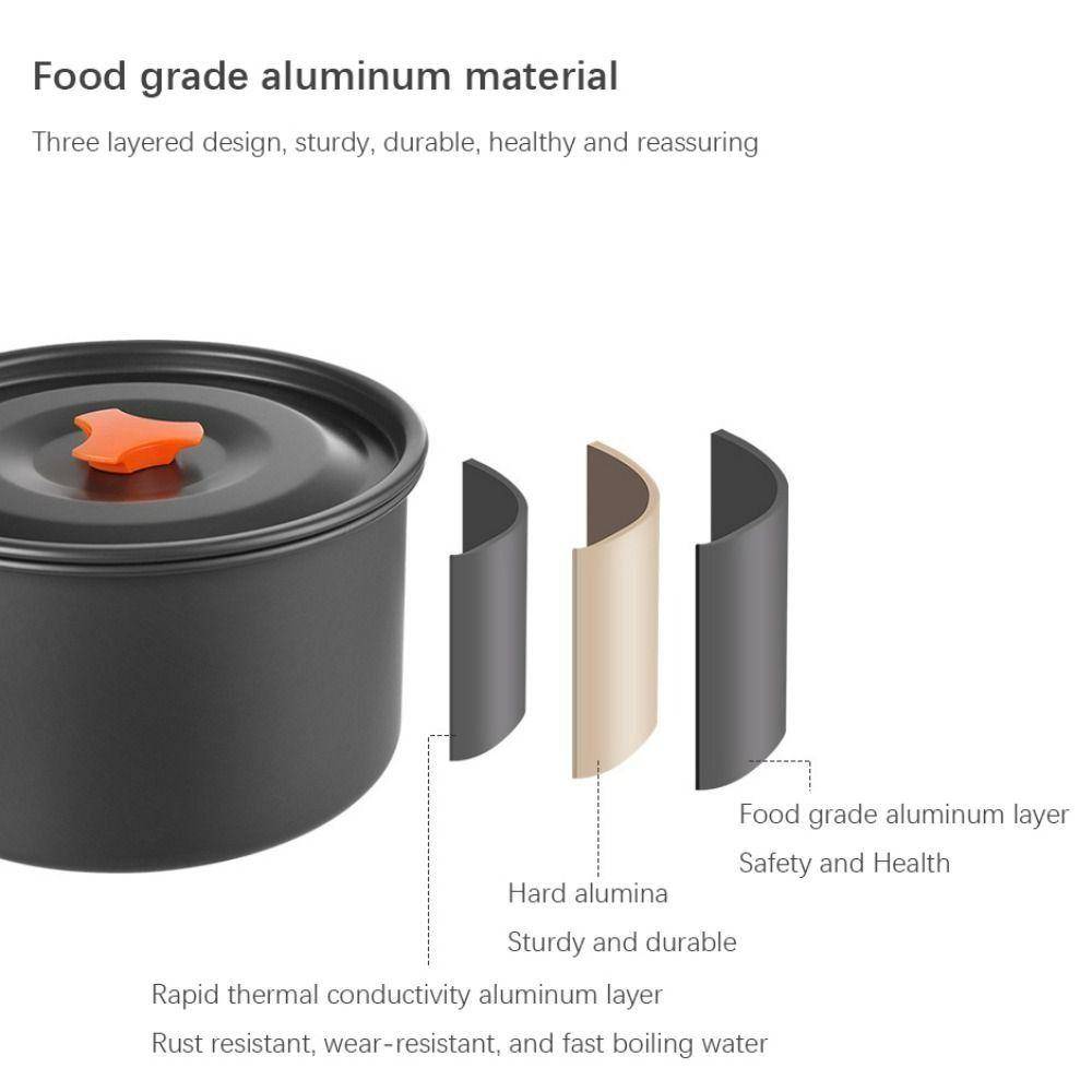 Aluminum Alloy Camping Cookware Kit Nonstick Coating Water Kettle/Pan Pot/Saucepan  Picnic