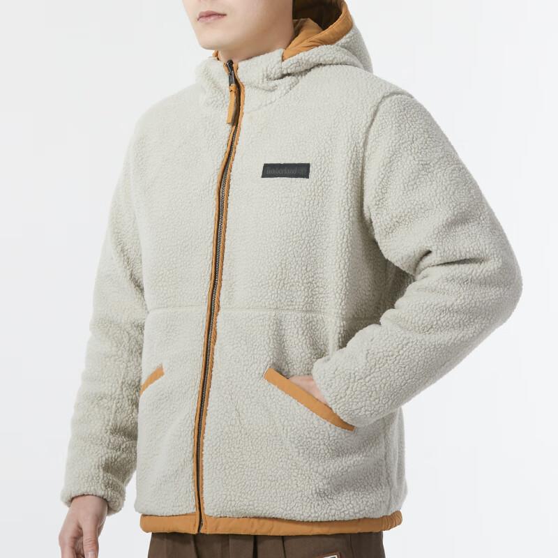 Timberland Solid Logo Outdoor Windproof Reversible Fleece Jacket Men Jacket Wheat A2JC8-P47