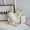 2025 Large Capacity Women's Canvas Crossbody Pleated Dumpling Tote - Casual, Versatile for Commute or Mother-Child Use