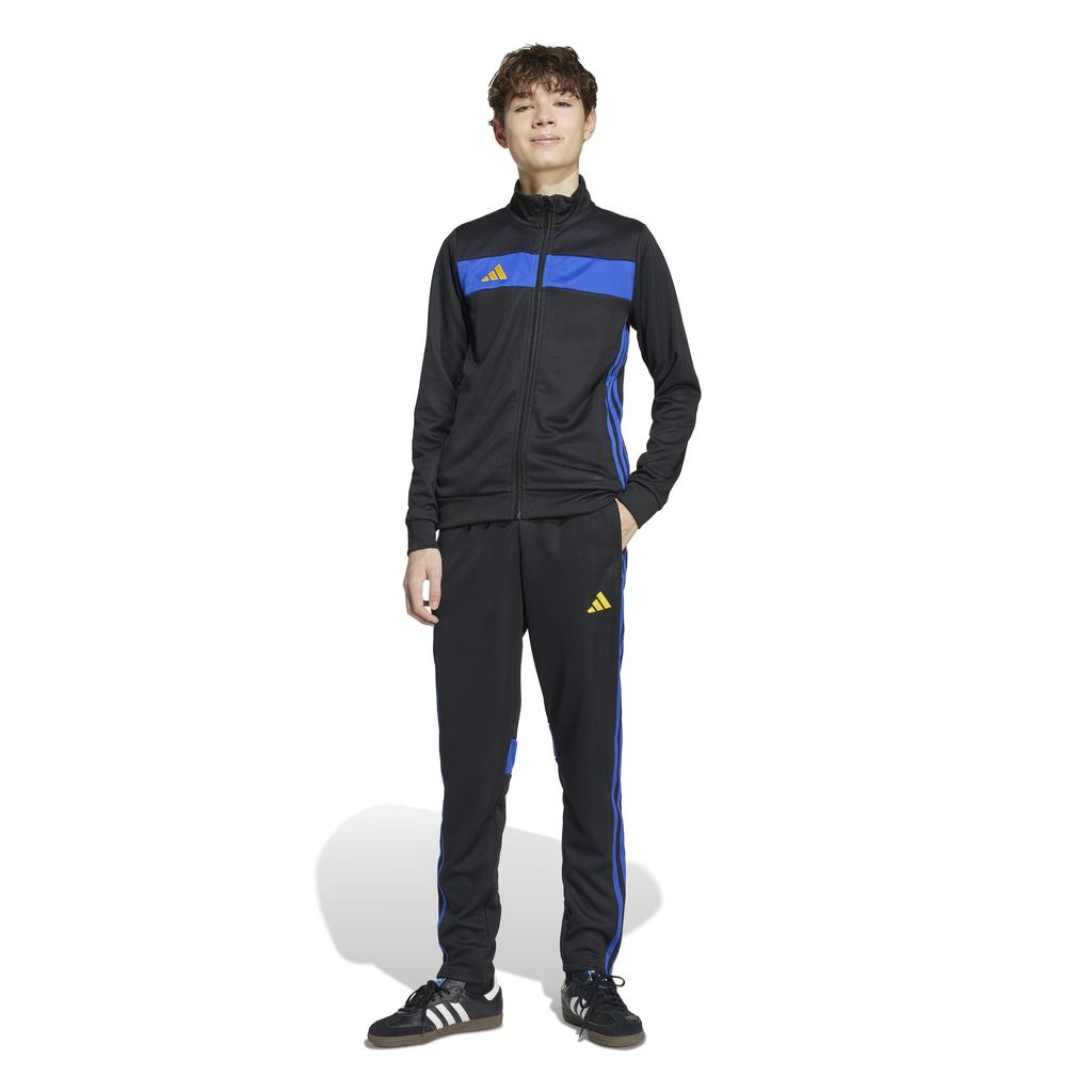 Adidas Tiro Essential Soccer Tracksuit Yellow Size 140 Kids' Set, Unisex, KSQ97, Black/Semi-Silent Blue/Crew (JX2218),