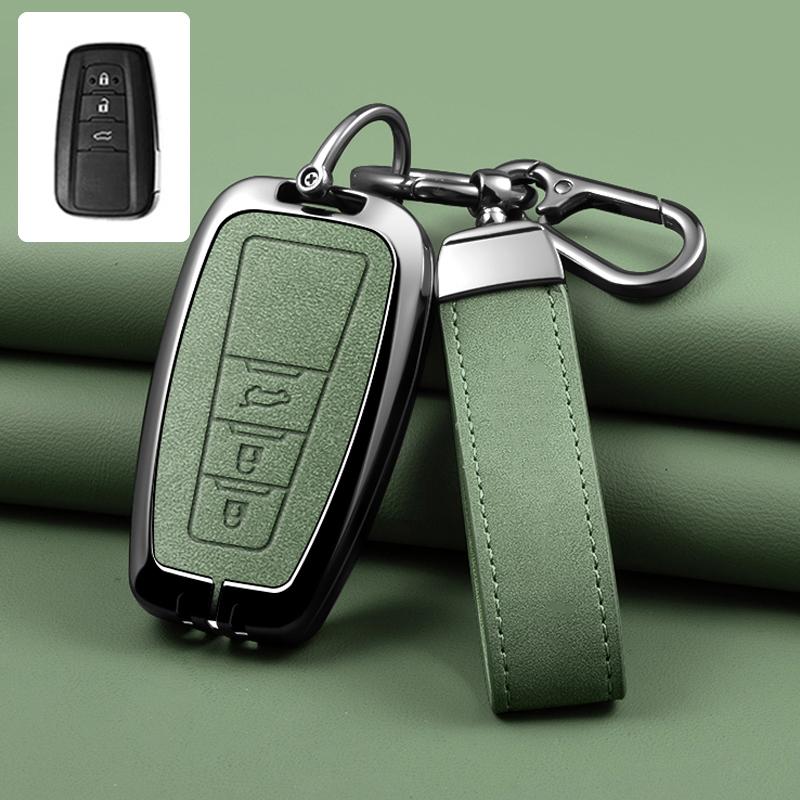 Zinc Alloy Leather Car Key Cover Housing Key Fob For Toyota Prius Camry Corolla C-Hr Chr Rav4 Land Cruiser Prado Key Fob