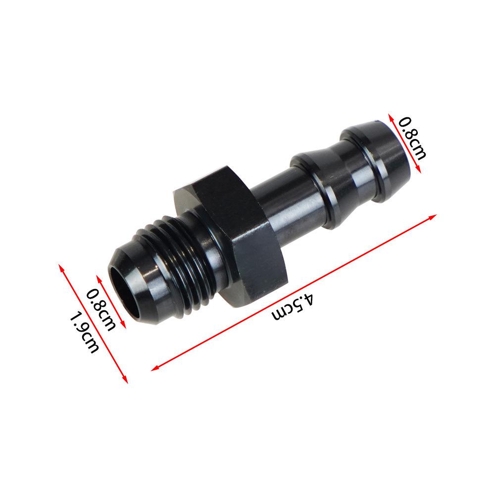 Fuel Line Hose Barb Connector Adapter: AN6/AN8 to 3/8" or 5/16" Rotary Joint with Internal Thread.