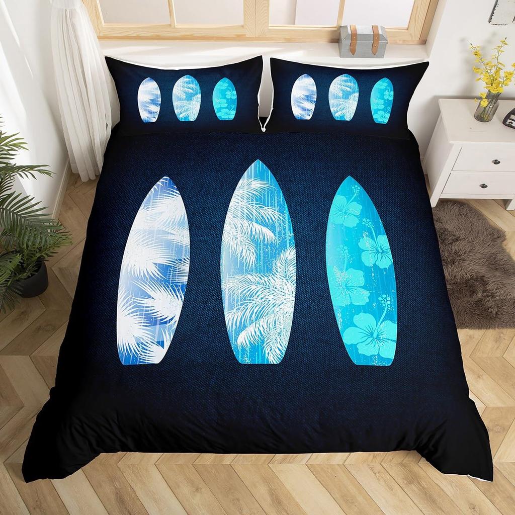 Surf Duvet Cover for Kids Teens Quilt Cover Queen King Size Lightweight Down Room Decor 2 Pillowcases 1 Duvet Cover No Comforter