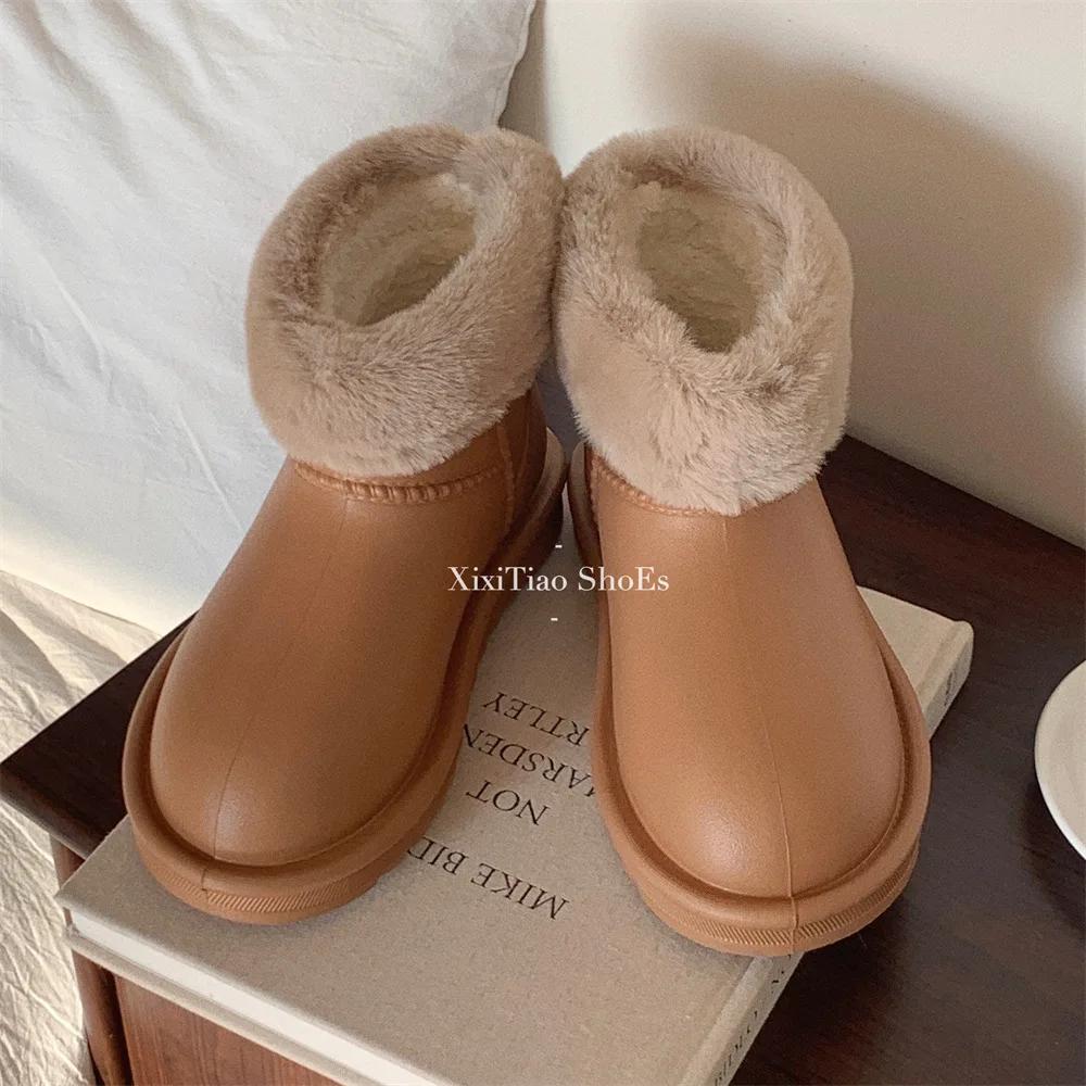 

Осенне-зимняя мода утепленные зимние сапоги для девочек простые однотонные водонепроницаемые уличные сапоги из хлопка ЭВА для женщин 40 коричневый