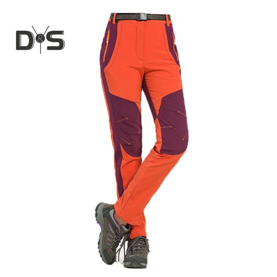 Klatrebukser for menn Elastisk midjeknapp Glidelås Flue Sporty bukser med lommer Patchwork Farge Tykt plysjfôr Utendørsaktiviteter Turbukser