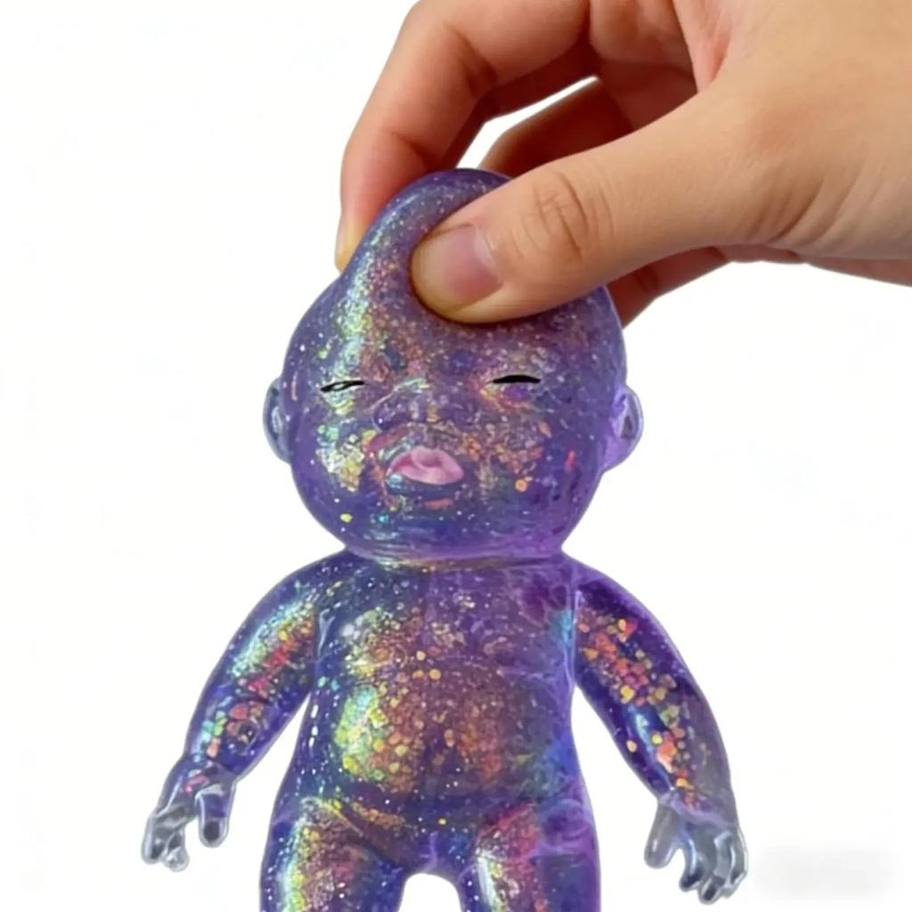 Confezione da 3 Giocattoli Morbidi in Silicone Glitterato da Spremere per Bambini: La texture a lento ritorno offre una sensazione soddisfacente, perfetta per alleviare lo stress