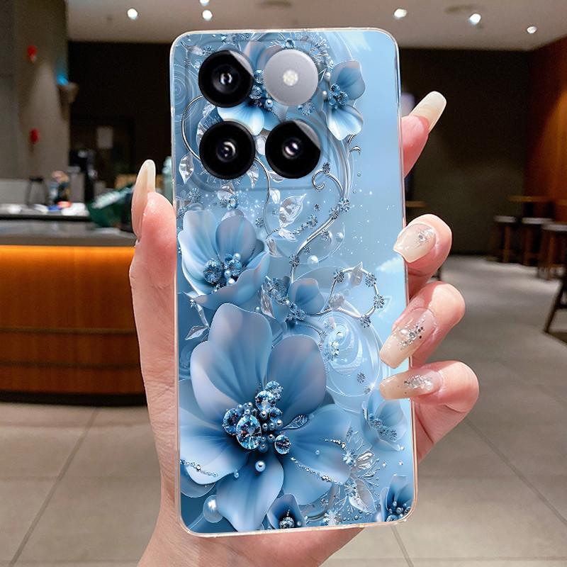 For Xiaomi 14T / Xiaomi 14T Pro Case Clear Luxury Fashion Butterfly Flower Soft TPU Silicone Casing Cover Transparent Phone Case