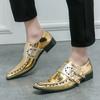 Luxury Trend Designer New Men's Pointed Gold Rivet Chelsea Monk Strap Shoes Casual Loafers Formal Dress Footwear Zapatos Hombre