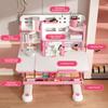 Scrivania e Sedia per Bambini Set, Set per Bambini Regolabile in Altezza con Libreria Cassetto Portaoggetti, Tavolo con Piano Inclinabile a 50 Gradi per Camera da Letto Bambini