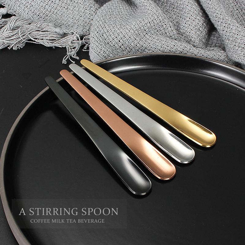 1Pc Coffee Spoon Stainless Steel Flat Spoon For Dessert Small Coffee Scoop