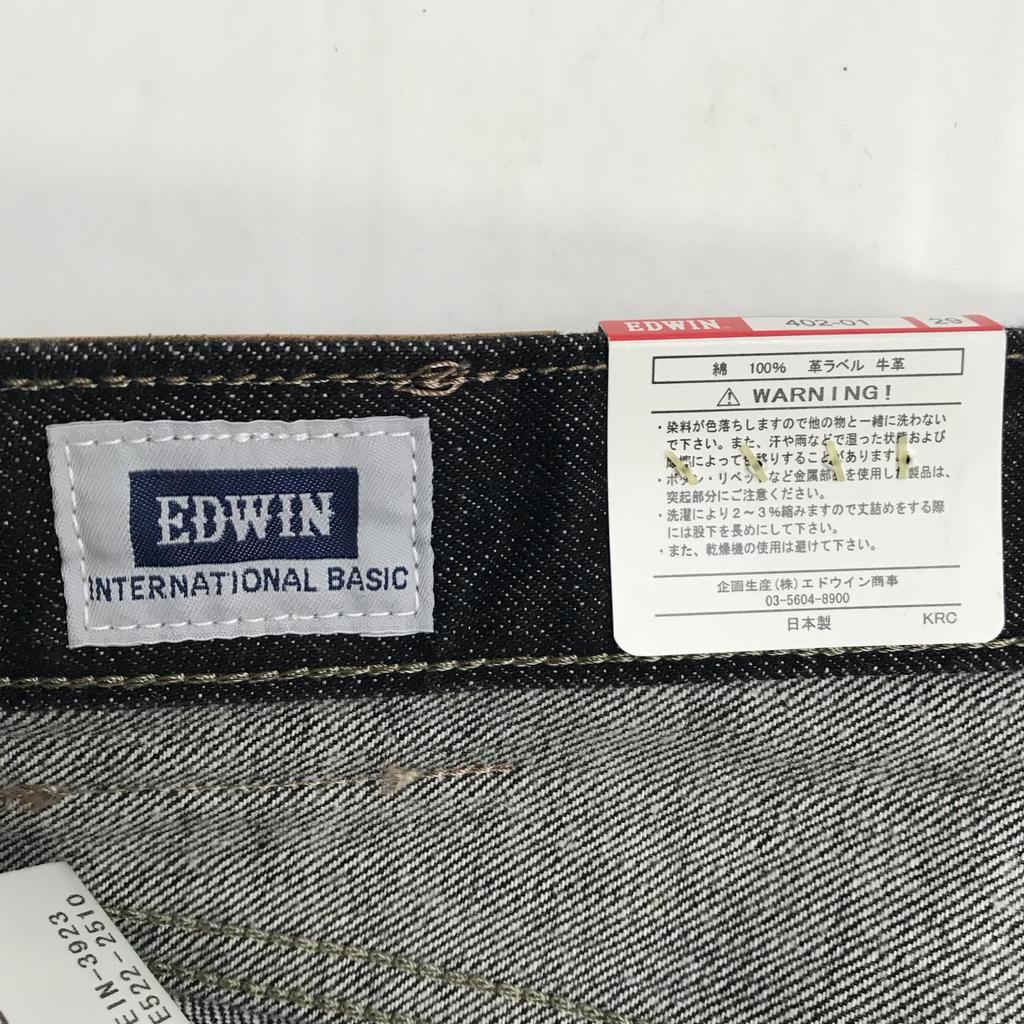 NEW Tag Unused Japan EDWIN 402 Black Denim Pants W29 Men's M Inset 74cm Gray Bottoms(USED)