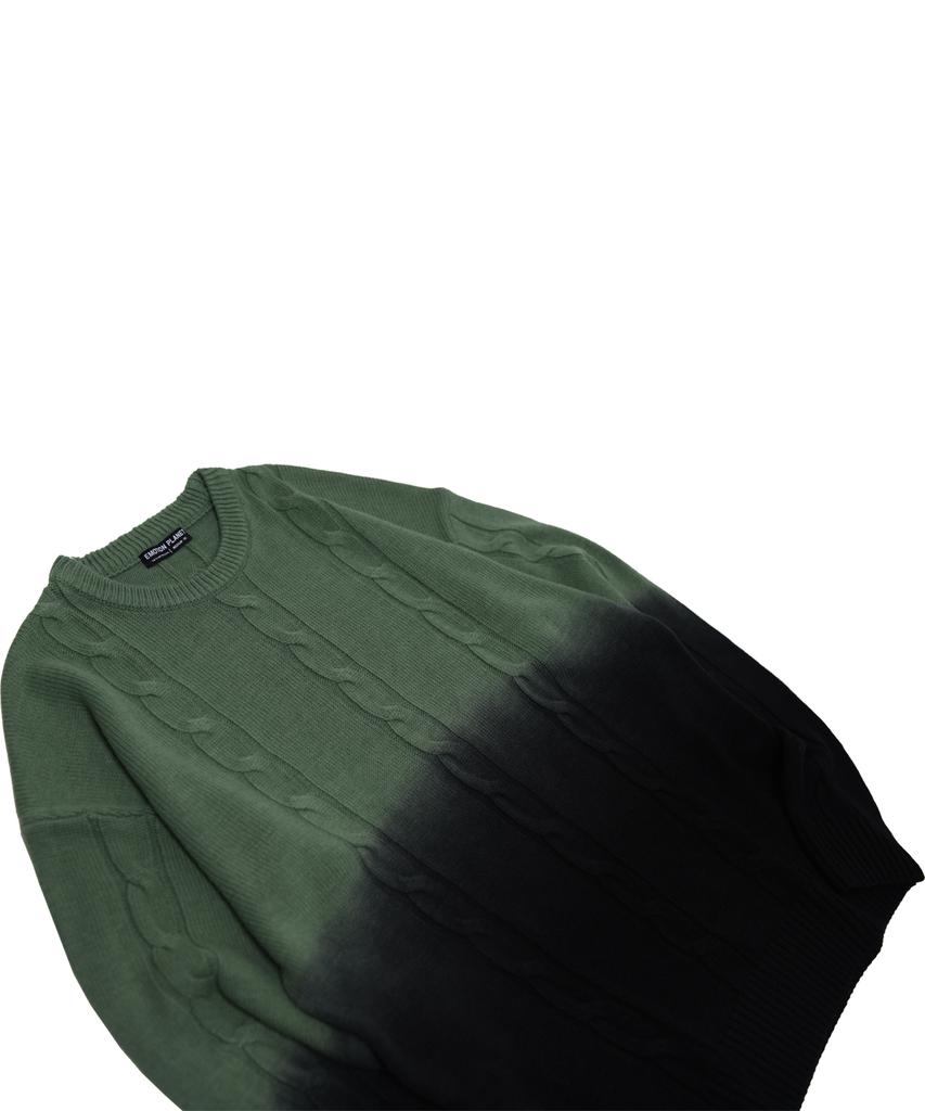 EMOTION PLANET Over-Dyed Cable Knit Sweater (Khaki)