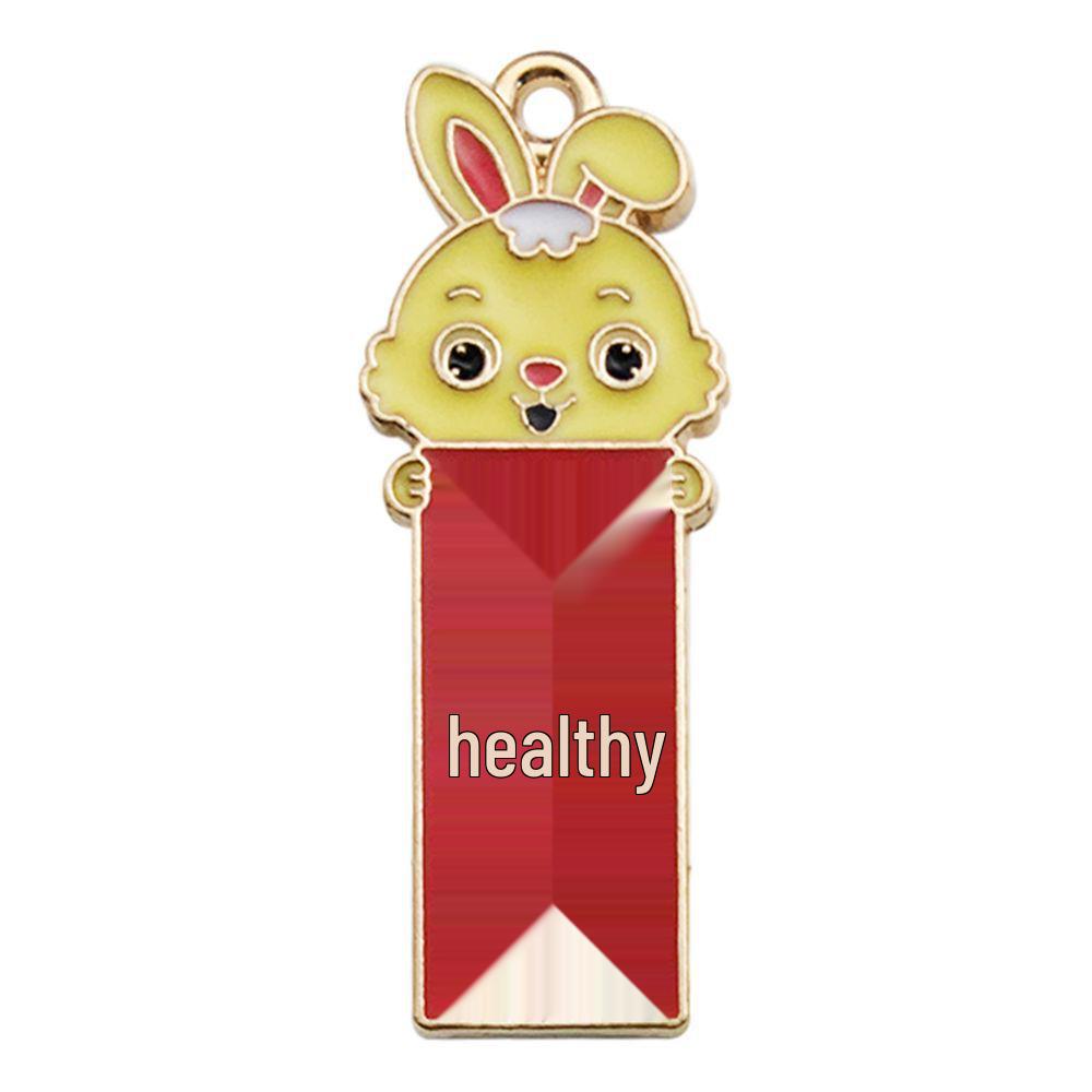 Red Enamel Alloy Rabbit Pendant Charm for Peace, Health, and Wealth DIY Jewelry