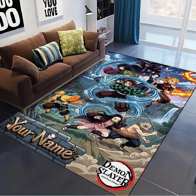 Name Custom Demon Slayer Carpet Rug for Living Room Bedroom Home Sofa Decoration,Kids play Non-slip Floor Mat