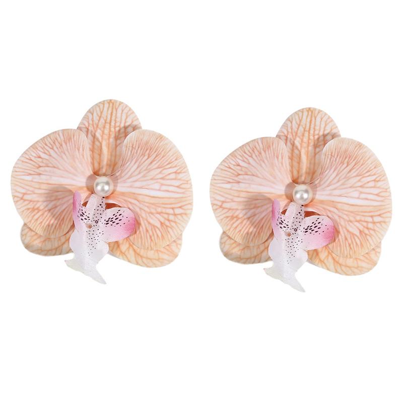 Hair Accessories 1/2pcs Flower Hair Clip Hair Ornament Pink Orchid Orchid Hairpin Side Barrettes Headdress Bohemia Barrettes NEW