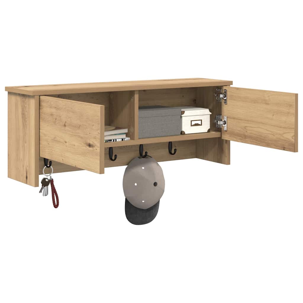 wall mounted nightstand with door Artisan Oak 80 x 20 x 30 cm