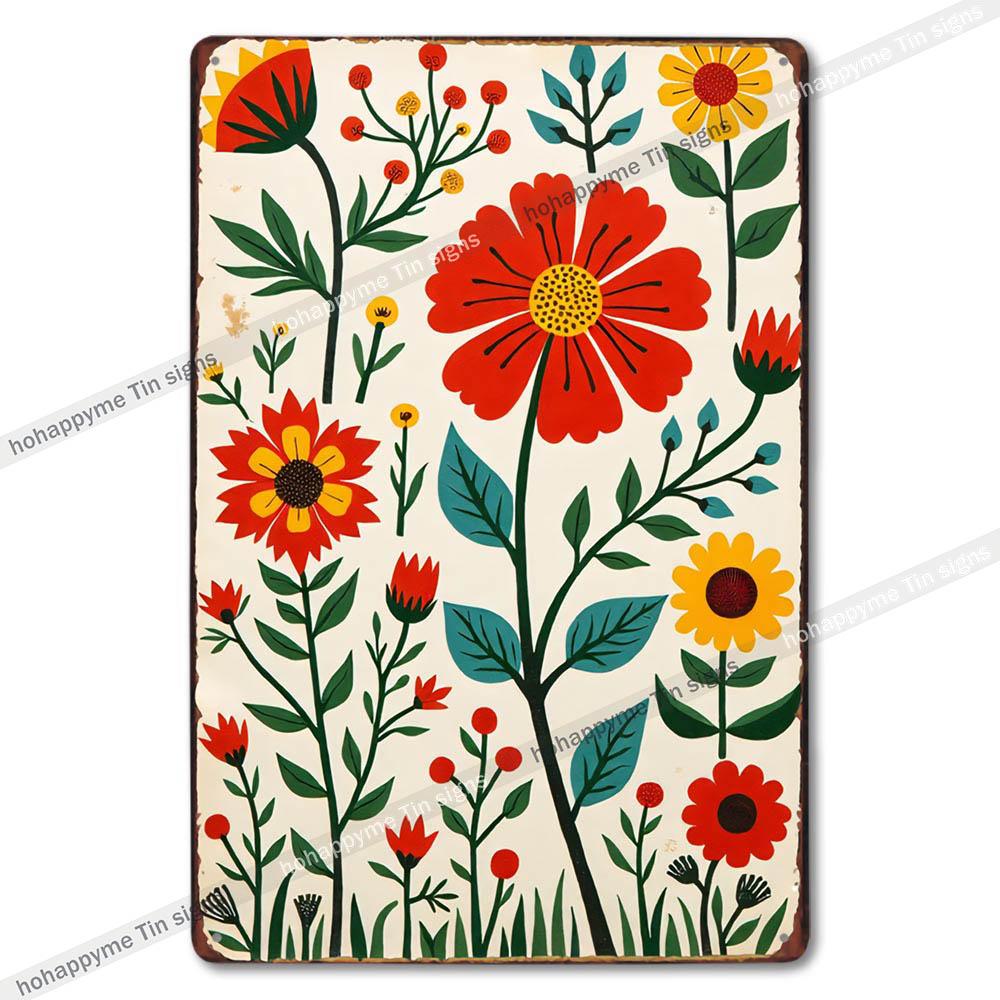 Retro Blumen Metallblechschilder Heimdekoration Wandkunst Garten Bauernhaus Landhausküche Badezimmer Wohnzimmer