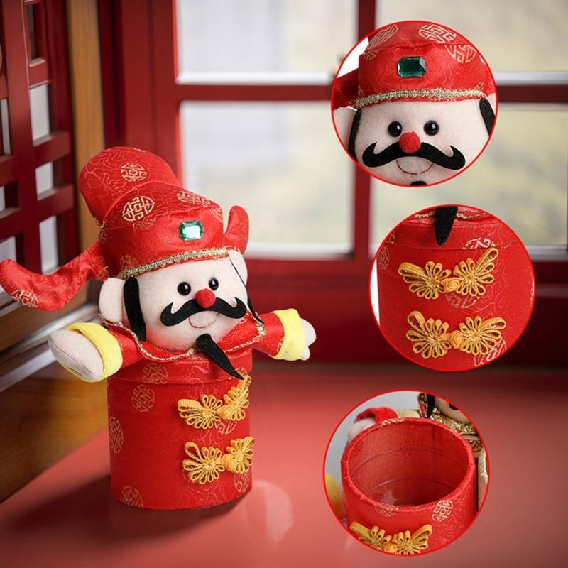 God of Wealth Candy Box for Spring Festival Lucky God Candy Box for Cookie Candy Festive Desk Candy Organizers Box
