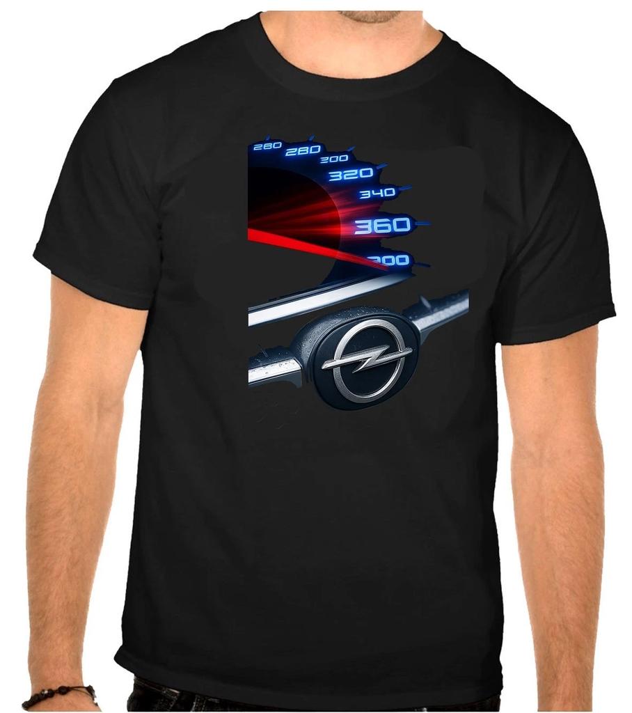 Camiseta Negra con Logo de Coche Opel Speedometer -1352-