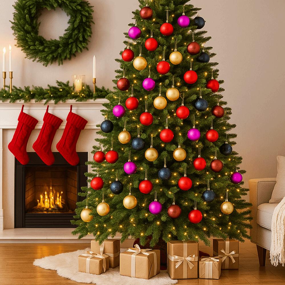 6Pcs 6cm Mirrored Christmas Balls Red/Blue Christmas Tree Pendants Christmas Hanging Balls  Gift