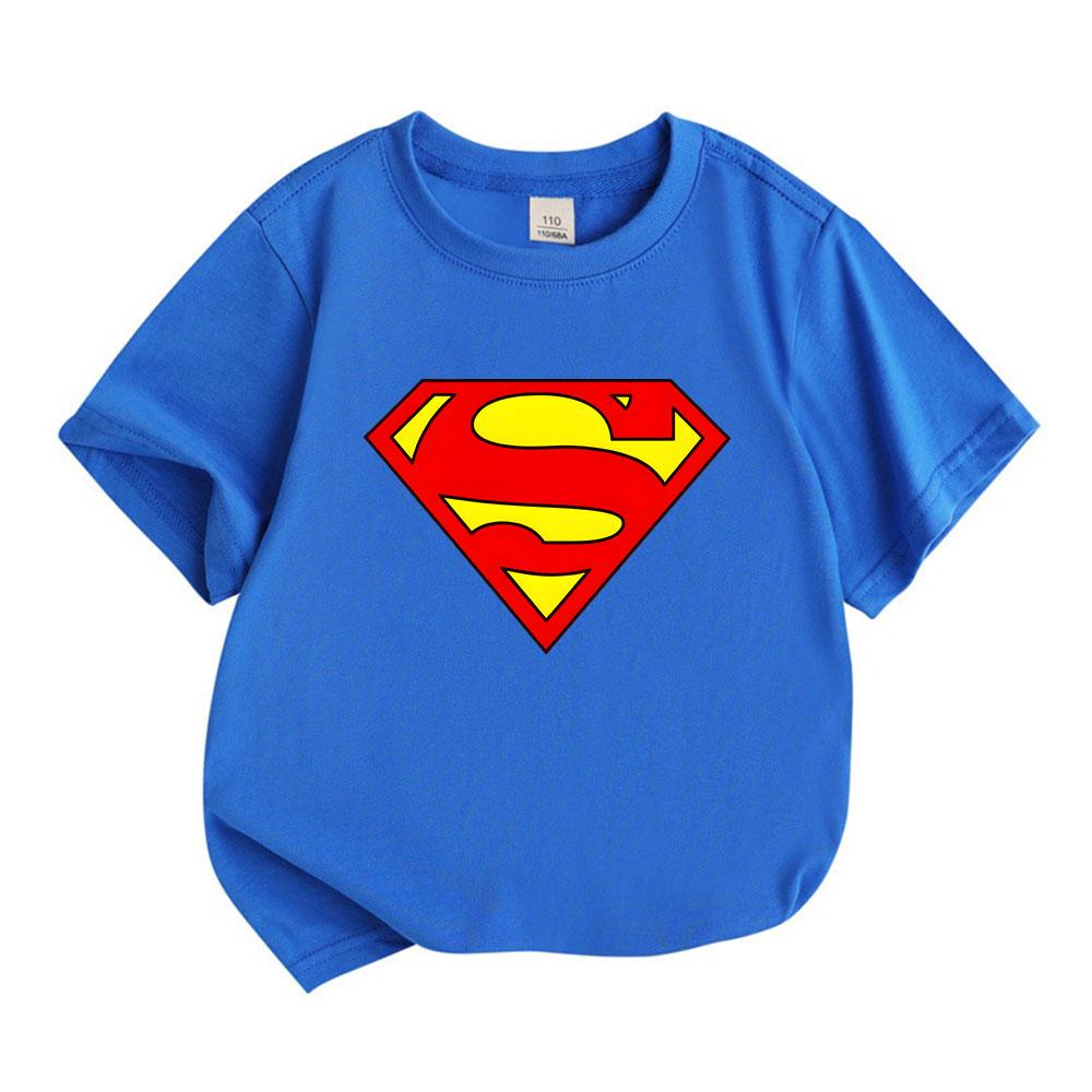 Kids Boys Girls Crew Neck Short Sleeve T-Shirt, 100% Cotton Super Hero S Graphic Casual Summer Soft Tee for Toddler Children Daily Wear Party Active O