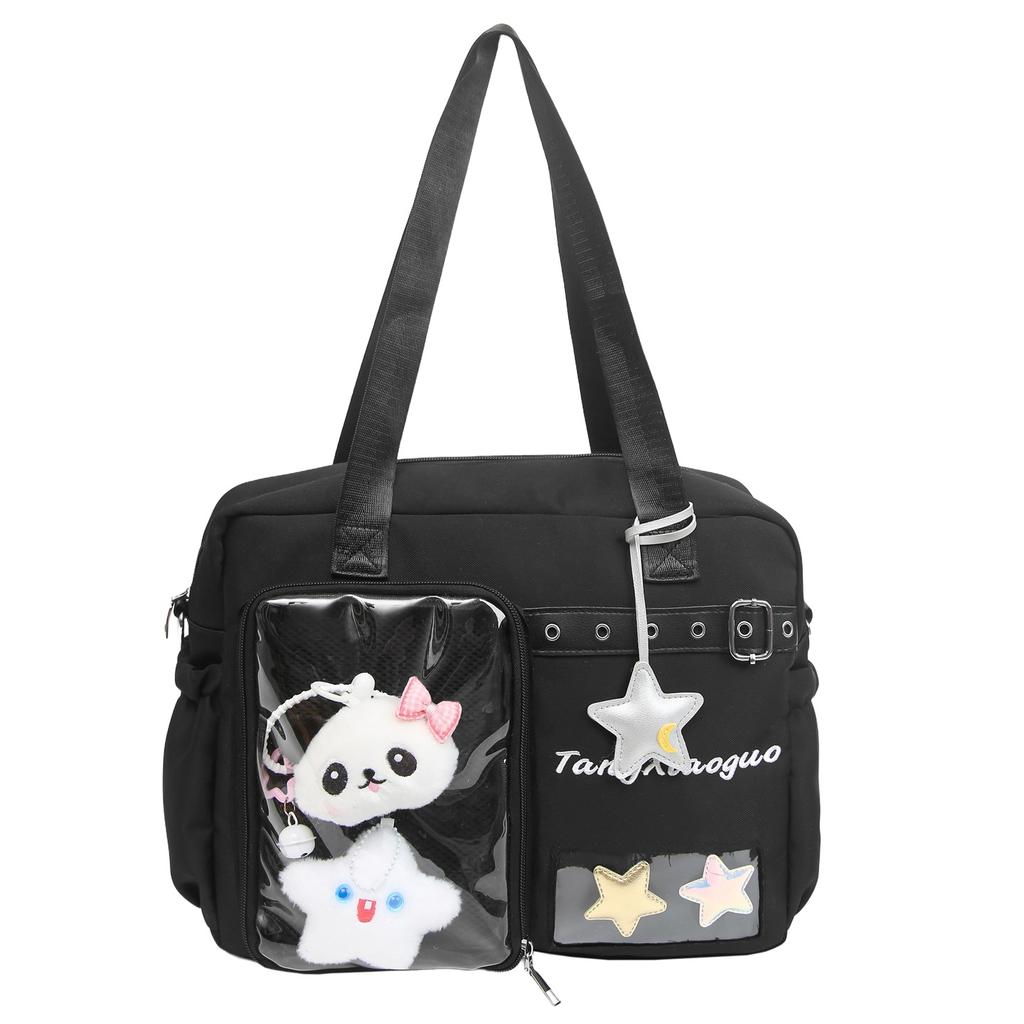 Schoolbag College style dual-purpose backpack Japanese ins cute large-capacity portable messenger bag versatile transparent bar pain bag