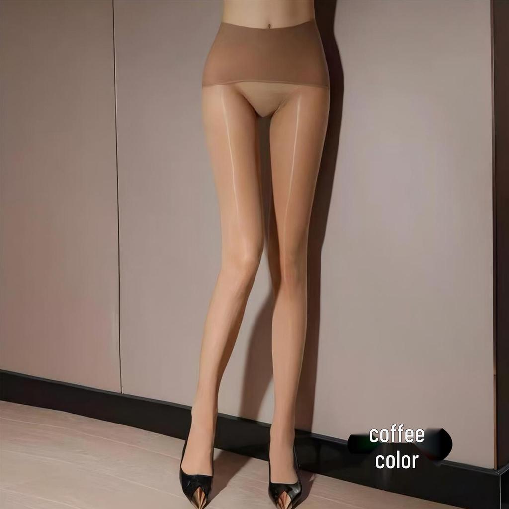 Shengyu High-Waisted 8D Yuanbao Oil-Shine Pantyhose: Ultra-Thin, Smooth, Tummy Control Stockings with Seamless Crotch for Women.