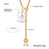 French Minimalist Style Pearl Pendant Necklace Titanium Steel Snake Chain Adjustable Women