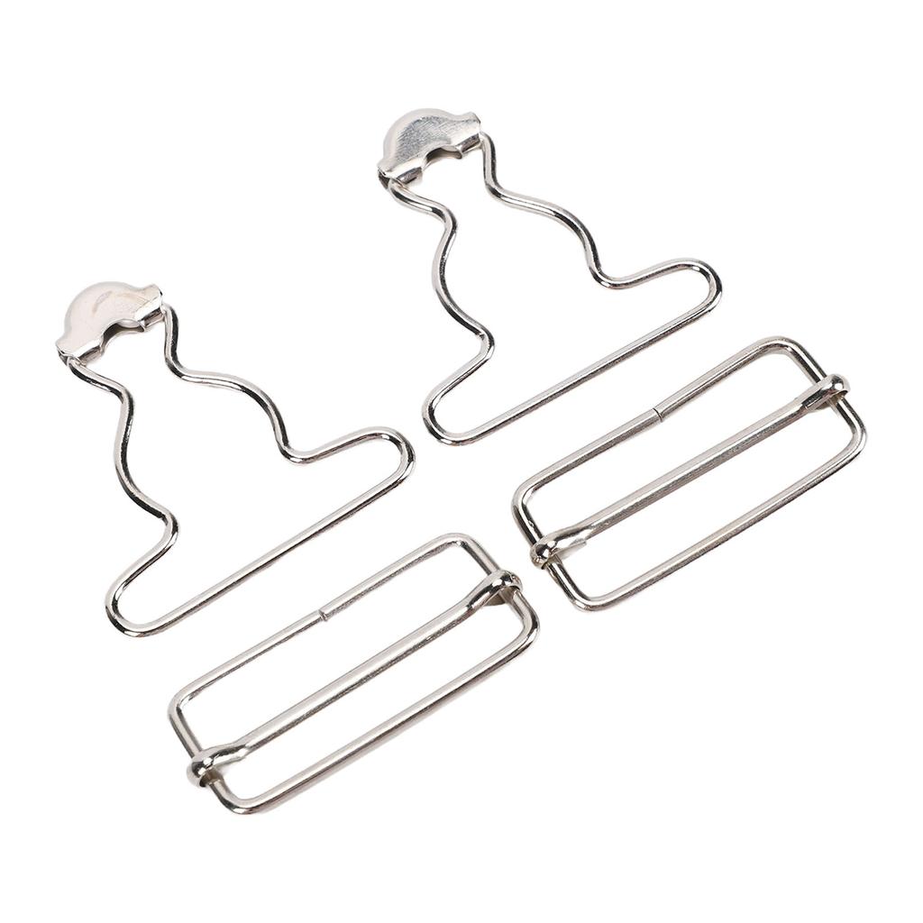 2 st Hängselklämmor för hängselbyxor med Rektangulärt Spänne Metall Hängselklämma Ersättning Arbetskläder Reparationstillbehör Silver