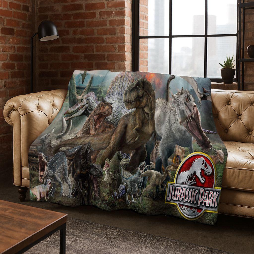 Classic Jurassic Park Dinosaur Movie Tyrannosaurus Rex Flannel Blanket,Cozy Soft Throw Blanket for Home Bedroom Bed Sofa Cover