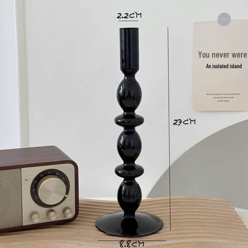 Nordic Black Glass Candle Holder: Luxurious Home Decor for Living Room Desktop