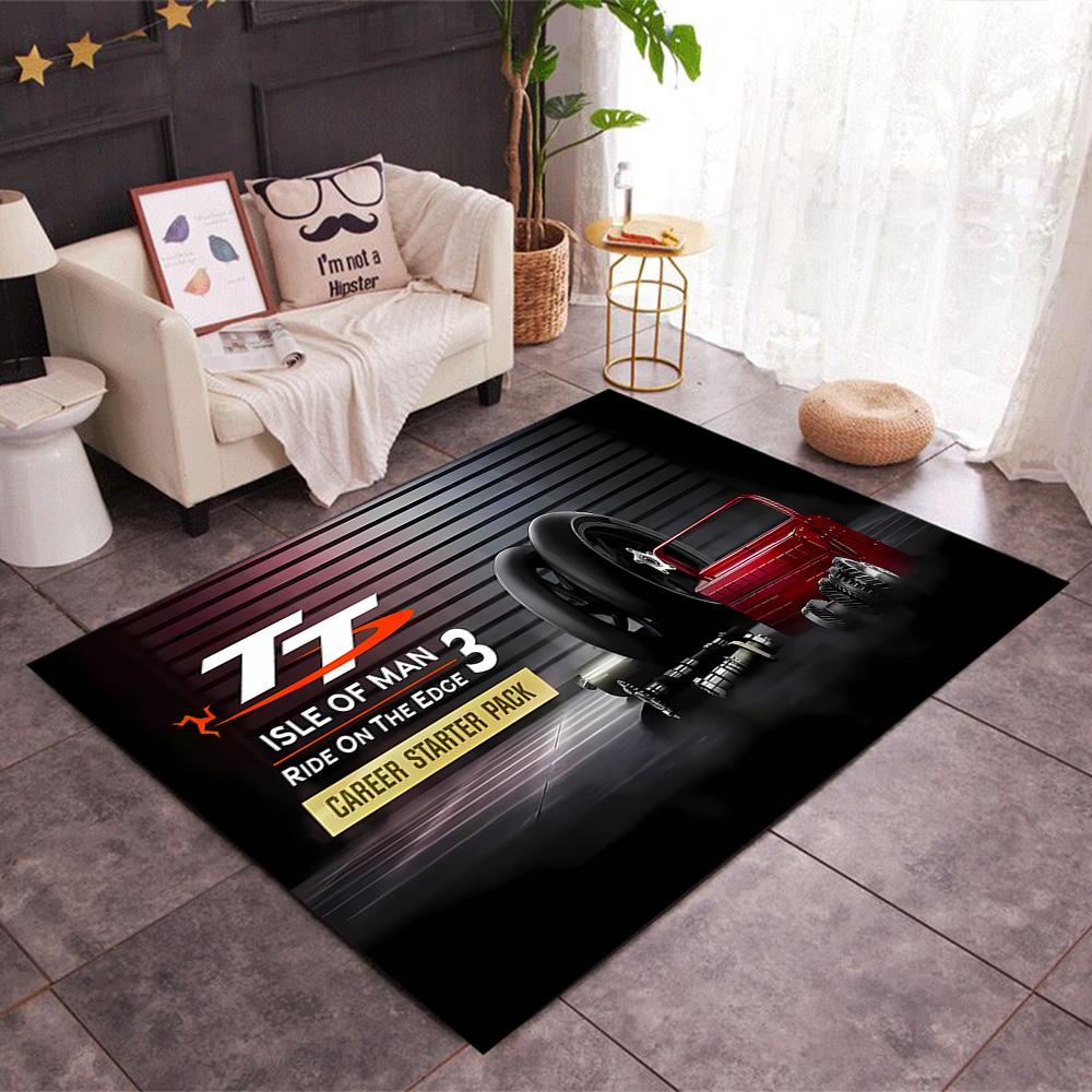 Isle Of Man Tt Course Map Themed Anti-Slip Rugs - Polyester Home Decor, Suitable for Bedrooms, Living Rooms, Doorways, Studios, and Decorations
