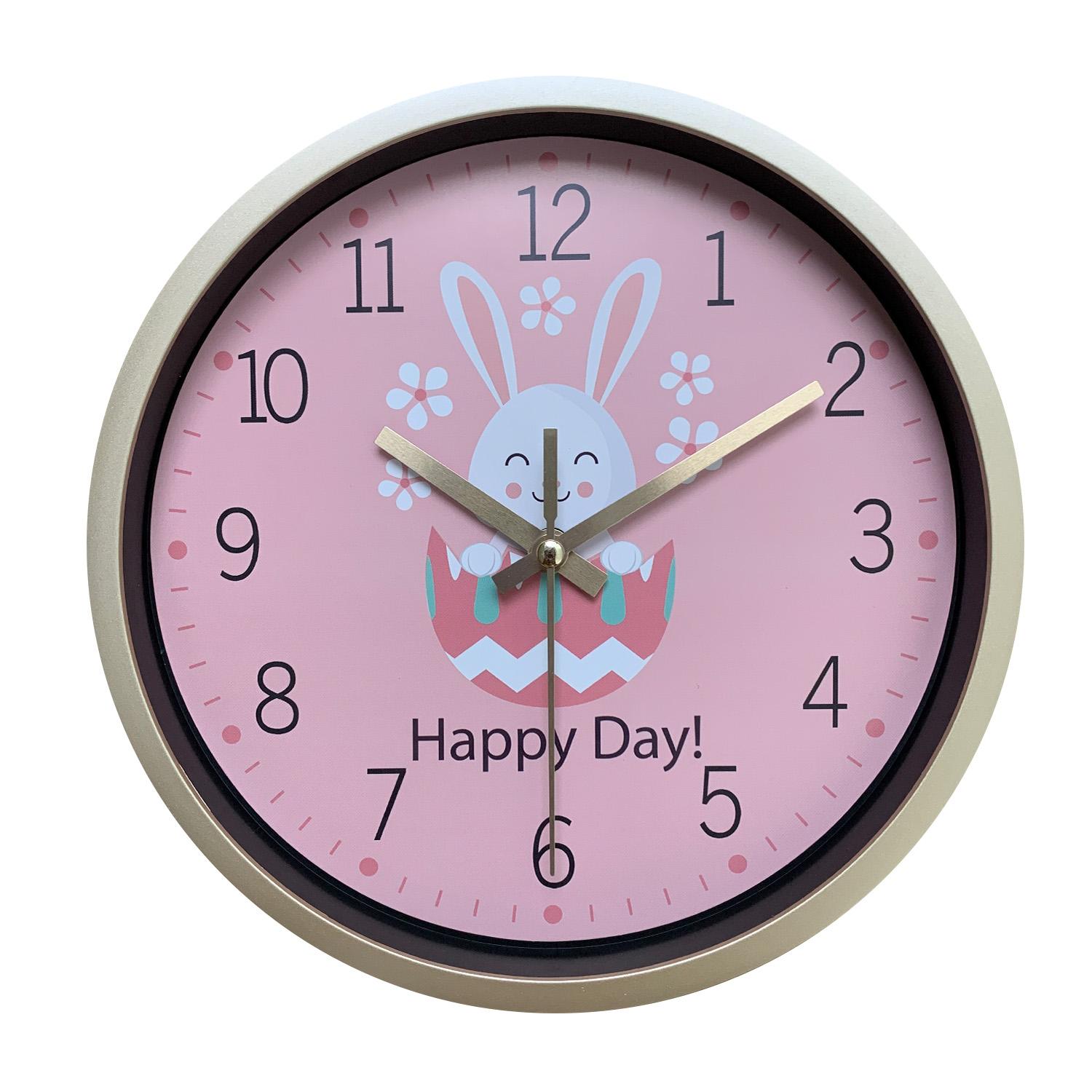 High-Quality Cute High-Quality Cartoon High-Quality Pink High-Quality Bunny High-Quality Design High-Quality Wall High-Quality Clock, 8-Inch (as the picture,8 inch)