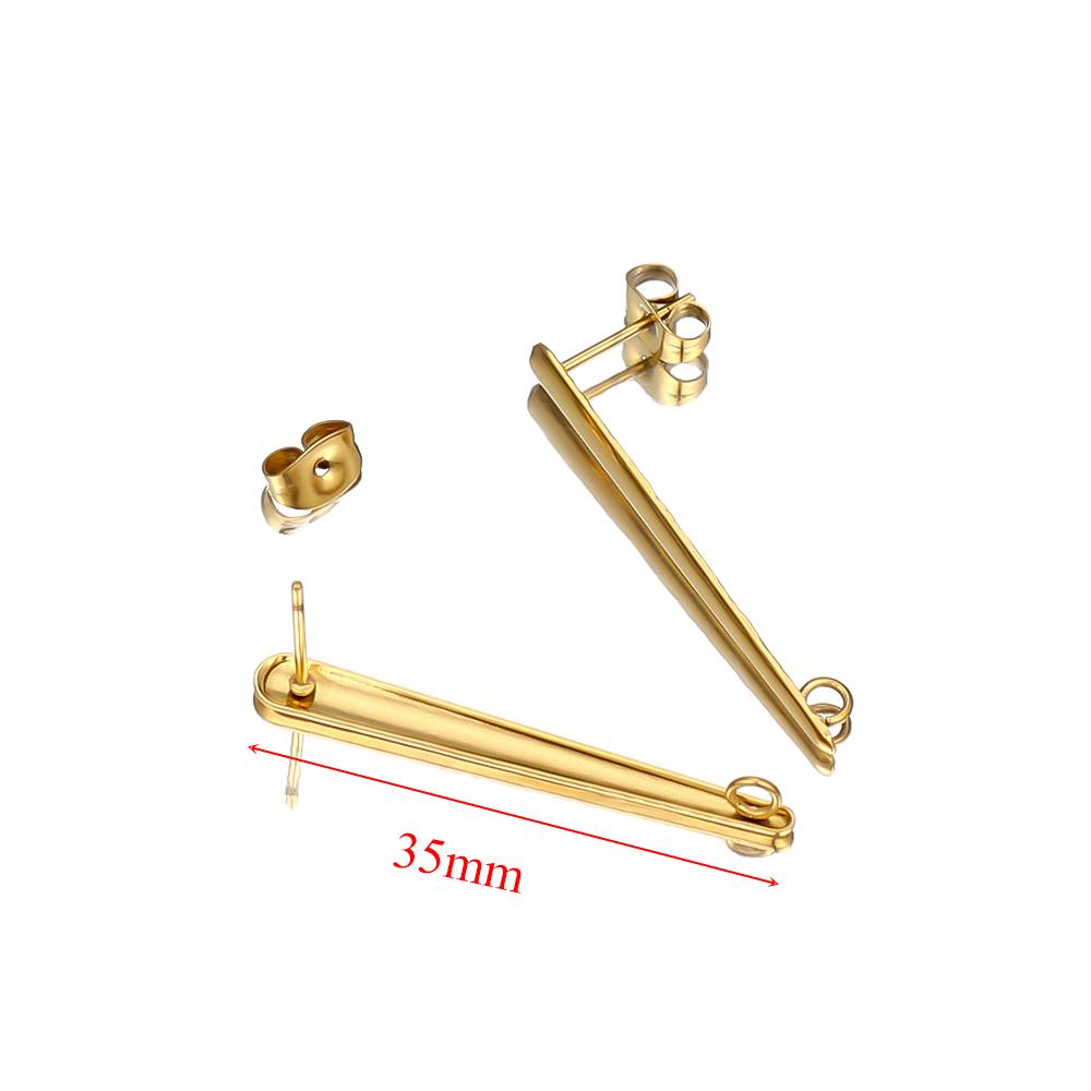 10pcs Gold Color Fashion Women Earrings Findings Stainless Steel Stud Earring Long Stick Connector Pendant DIY Jewelry Making