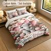 Set Biancheria da Letto Personalizzato a Tema Elefante 3 Pezzi Testo e Nome Personalizzati 1 Lenzuolo 2 Federe Biancheria da Letto per la Casa 1 pezzo