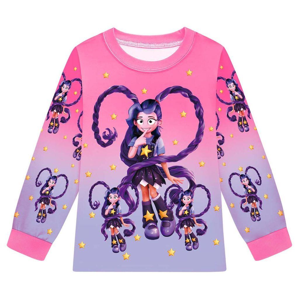 19800 Kids Girls Lily Lovebraids Printed Long Sleeves Round Neck Fashion Top Trousers Sets
