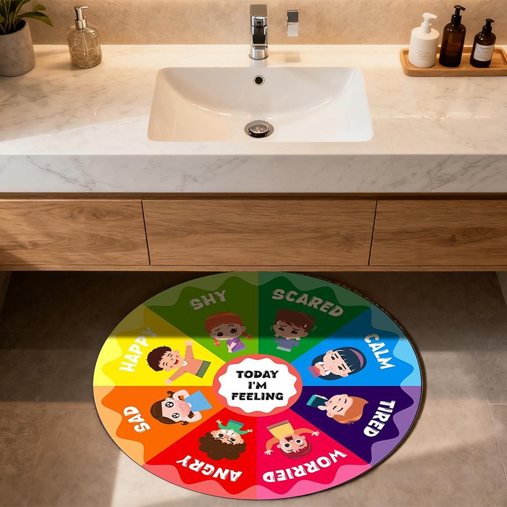 Cartoon Round Living Room Bedroom Children's Room Carpet Crystal Velvet Non-Slip And Dirt Resistant Home Decor